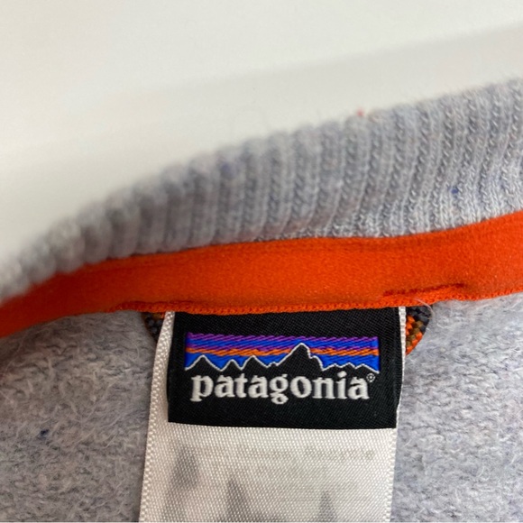 Patagonia Women's Light Gray Quilted Small Sweatshirt Orange Stitching Casual - Picture 10 of 10